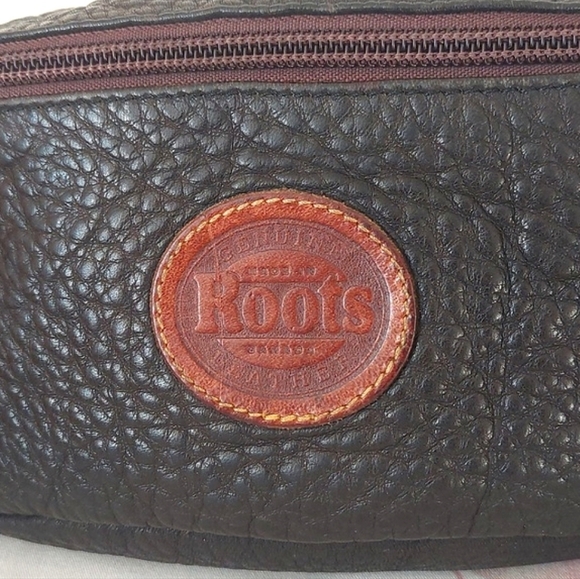 Vintage Roots black / brown leather fanny pack waist bag - Picture 10 of 12